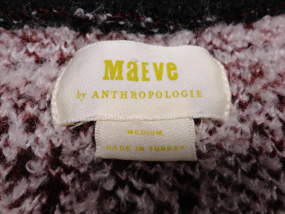 Maeve Anthropologie Sweater Cardigan Womens Medium Red Check Knit Gold Buttons - Picture 3 of 6
